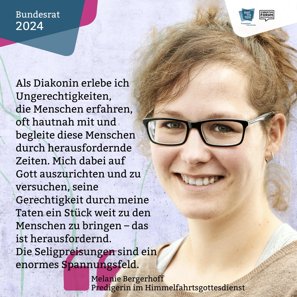 Um unser Jahresthema „Dein Reich komme! … gerecht anders leben“ geht es  auch im Himmelfahrtsgottesdienst auf der Bundesratstagung #befg2024, der vom Konvent der Diakoninnen und Diakone im BEFG gestaltet wird. Herzliche Einladung: befg.de/bundesrat2024