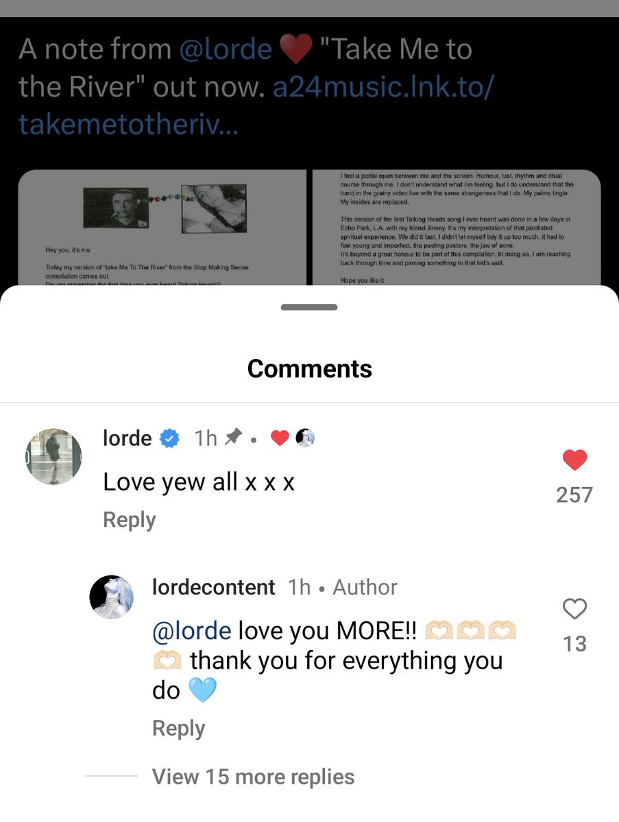 'Haha imagine if this was first single from L4 you’d be crying straight blood' – Lorde in one of the Instagram comments she made on posts by fan lordecontent