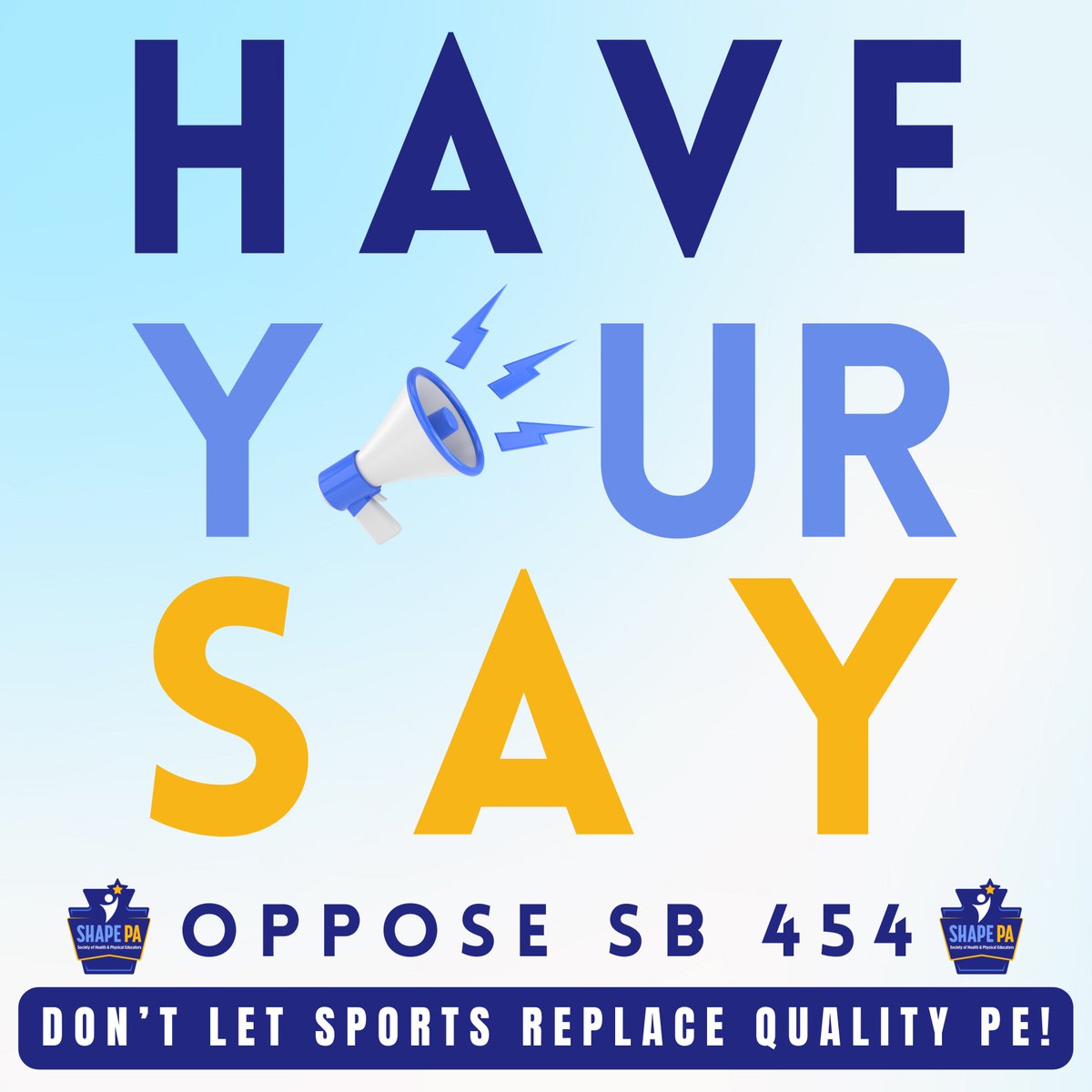 SB 454 may result in replacing other academic subjects like music &amp; fine arts w/ extracurricular involvement in the future. Let's preserve a well-rounded education for our students. Say no to sacrificing essential subjects #OpposeSB454

💪Sign Petition: tinyurl.com/SavePhysedPA