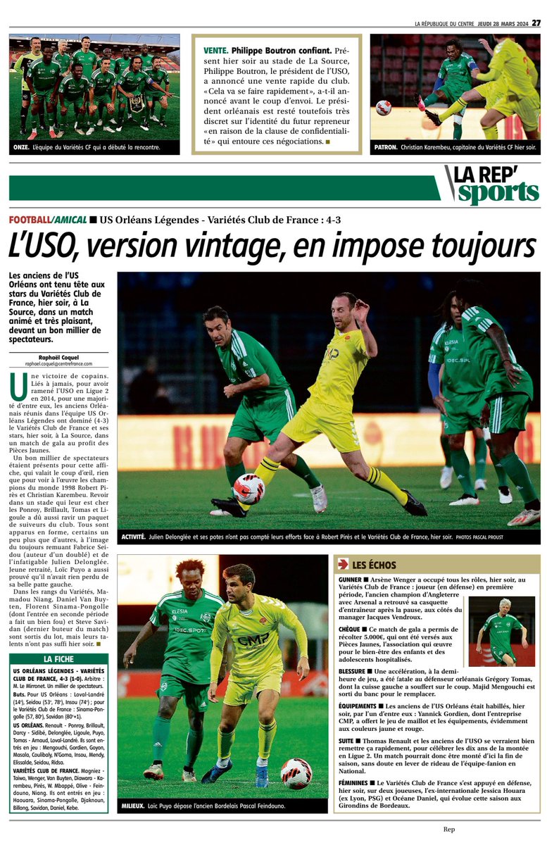 🗞️ Merci à la @lanouvellerep_ d’avoir couvert le match au profit des @piecesjaunes hier à @US_Orleans !