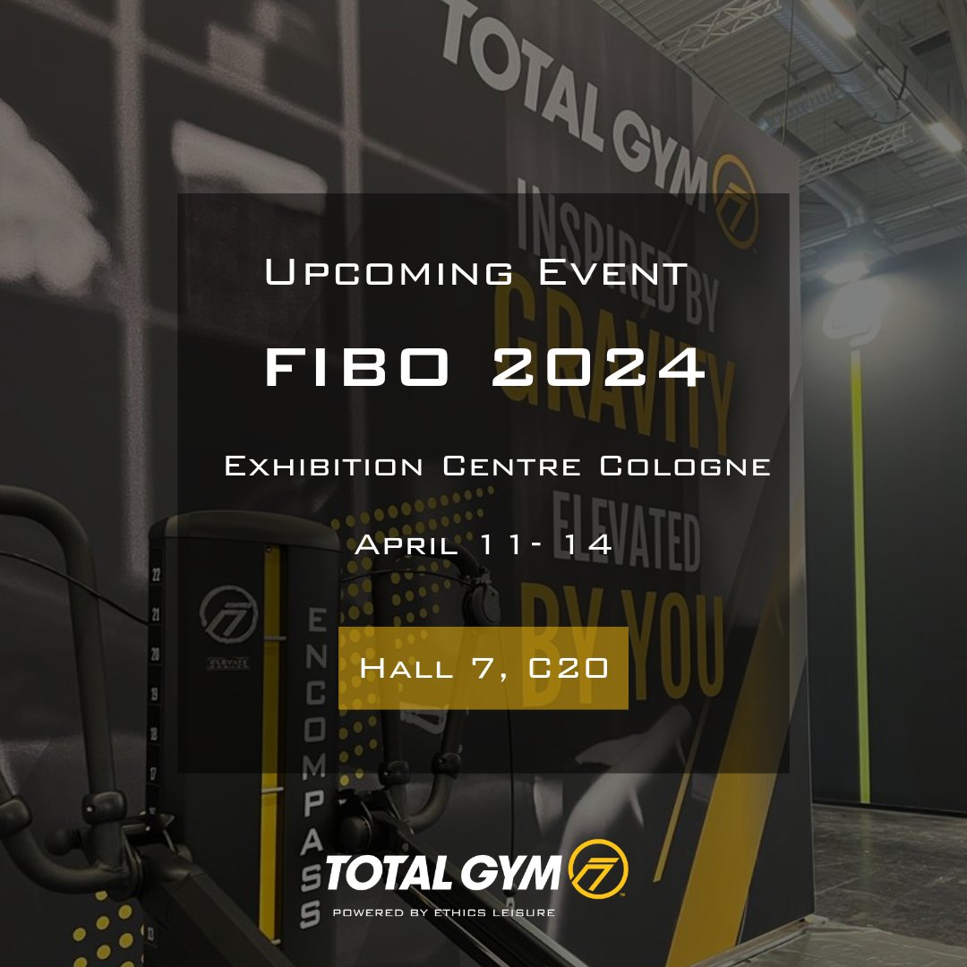 We are exited to announce that we will be attending FIVO 2024, at the Exhibition Centre Cologne! We will be in Hall 7, Booth C20 so come give us a visit and be greeted by our amazing Total Gym Team on April 11th - 14th✅ #FIBO #fitnessequipment