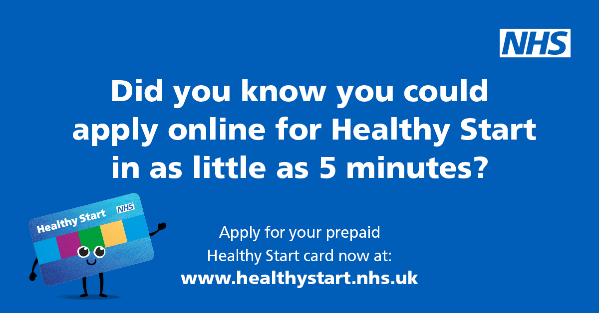 Did you know⁉️ If you're eligible for the NHS Healthy Start scheme, you can apply online for your prepaid card. Applying online is quick and easy, visit: healthystart.nhs.uk/how-to-apply/