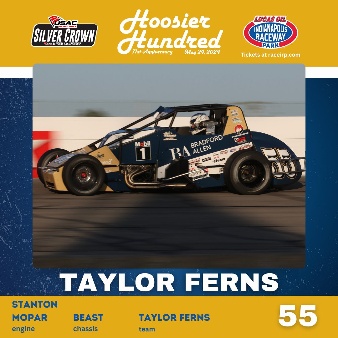 She became the first woman to finish on the @USACNation Silver Crown podium in 2022 - this spring she takes aim at one of Indiana's oldest races.⁠ Welcome @taylorferns to the 71st Anniversary Hoosier Hundred on May 24! Get your tickets today! 🎟️ bit.ly/2024_CarbNight…