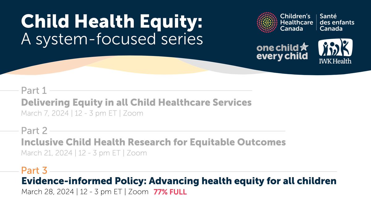 Today is the final session in our #ChildHealthEquity series. We will explore content related to advancing health equity through a child policy lens, with a focus on analysing the impact on children before any decision is taken. Learn more: bit.ly/48XVSYR