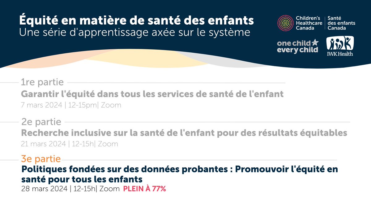 Nous explorerons le contenu lié à l'avancement de l'équité en santé à travers une lentille de politique de l'enfance, en analysant l'impact potentiel sur les enfants en amont de la prise de décision. bit.ly/48XVSYR #ChildHealthEquity