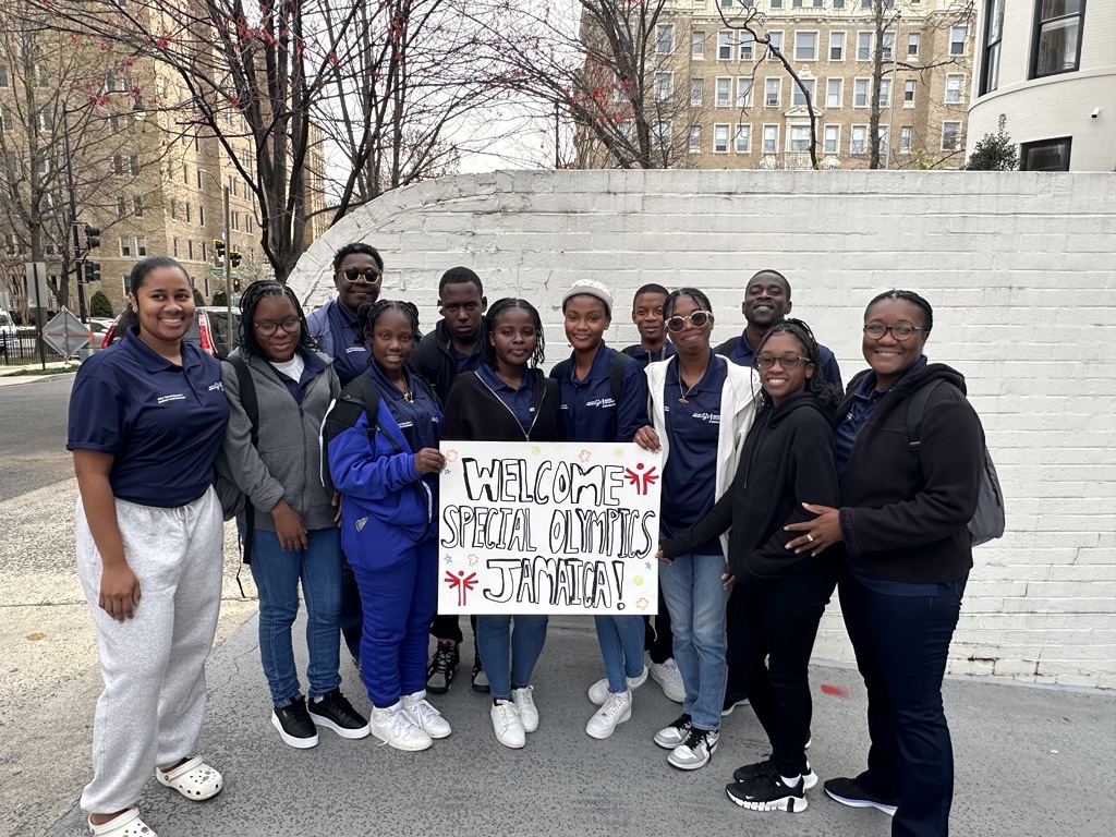 The 2024 Special Olympics Jamaica delegation has arrived in Washington, D.C. for the Unified Youth Exchange and warmly welcomed by H.D. Woodson High School