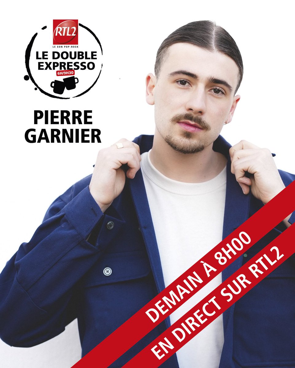 Demain dès 8h Pierre Garnier sera en direct dans Le Double Expresso RTL2 ❤️🎶 Émission à suivre sur RTL2 et sur W9 ! 🎸