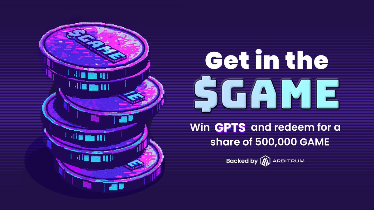 GM $GAME CONTENDERS! 🎮 🏆 500,000 $GAME waiting to be won at @GameOn_HQ! 🌟 Complete tasks and win $GAME Points (GPTS): 🎮 FOLLOW ON X = 100 GPTS 🎮 JOIN DISCORD = 100 GPTS 🎮 MINT FREE NFT = 200 GPTS LET’S GO ⬇️ gpts.gameon.app Get in the $GAME 👀 #GPTS $GAME