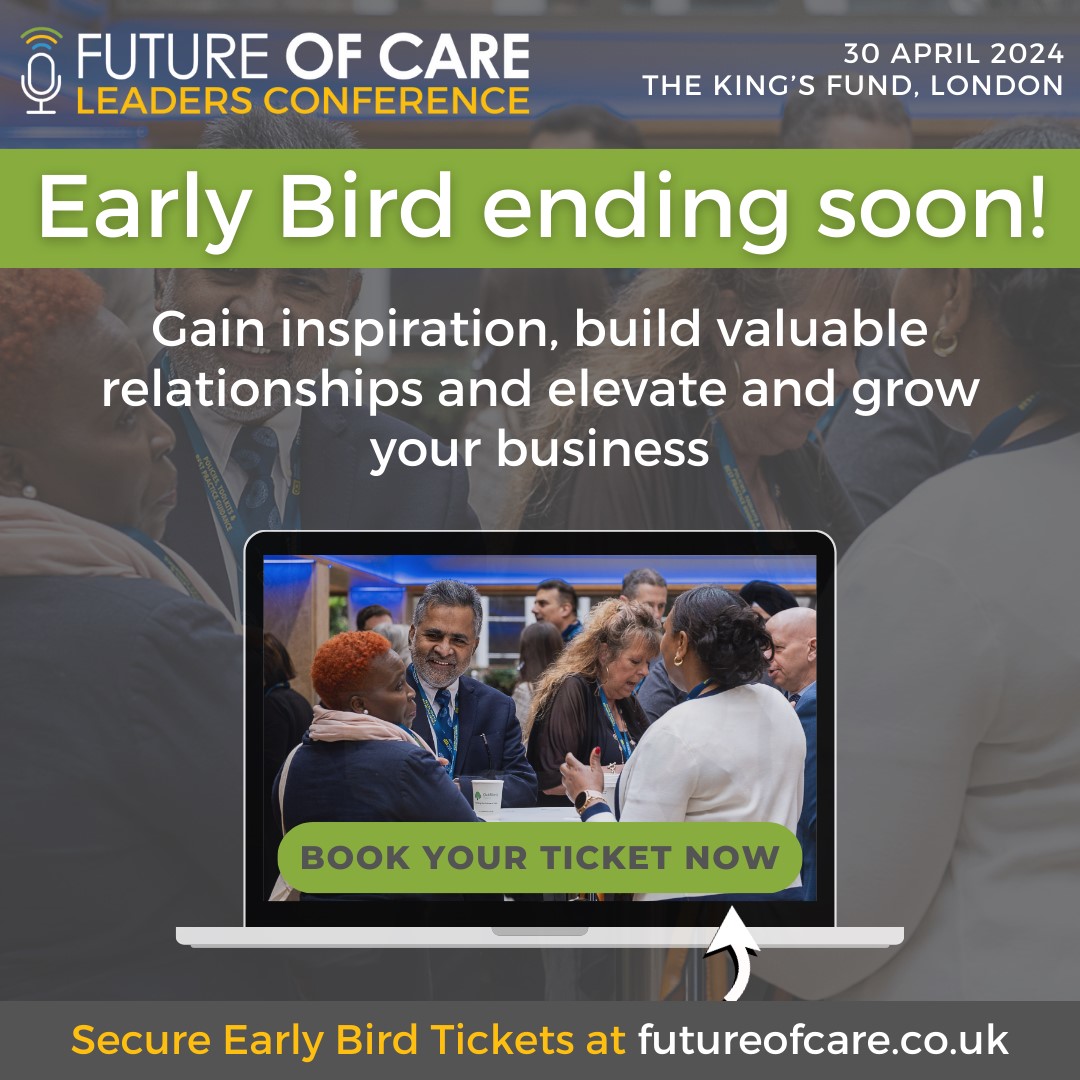 Haven’t booked your ticket yet to attend #futureofcare Leaders Conference London? With only a few early bird tickets available, save £100 on your ticket and get ready to join this forward-thinking day of knowledge sharing. Book here: bit.ly/3IAAKvT