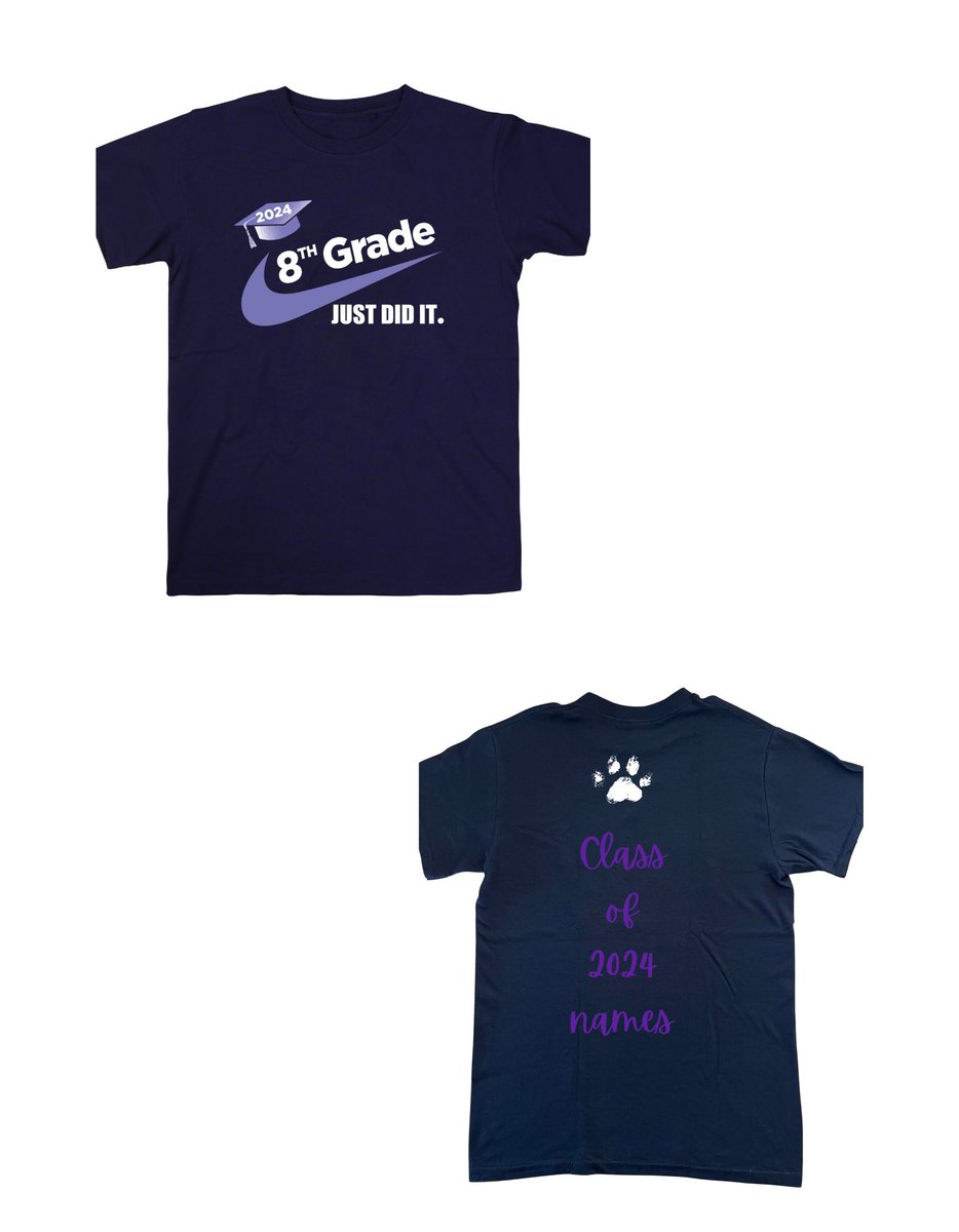 Hey @wpsbrooks 8th grade families here is the 8th grade promotion shirt. Please call the office to purchase over the phone or send money with your student. $15 is the cost.
