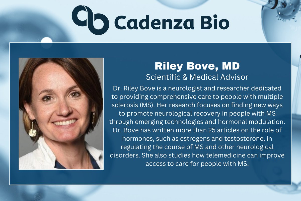 "Remyelination is a critical piece on the road to stabilizing MS and promoting repair." - Riley Bove, Scientific &amp; Medical Advisor
