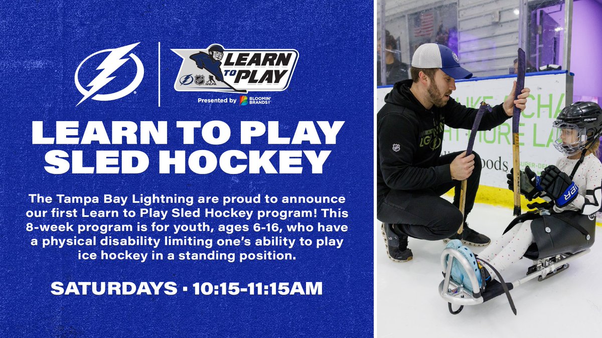 .@TBLHockeyDev is offering a NEW program! The Learn to Play Sled Hockey program is the first of its kind by an @NHL organization and are proud to serve as a leader in the hockey community. Info & details ➡️ tbl.co/ltp-sh