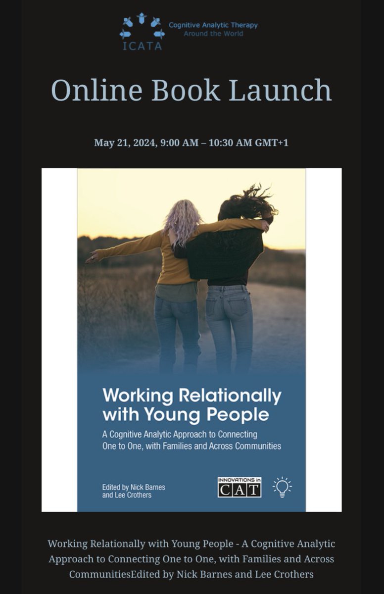 An online book launch for the #WorkingRelationallyWithYP publication will be taking place via <a href="/ICATA7/">ICATA</a>  on 21st May. More details at 
internationalcat.org/event