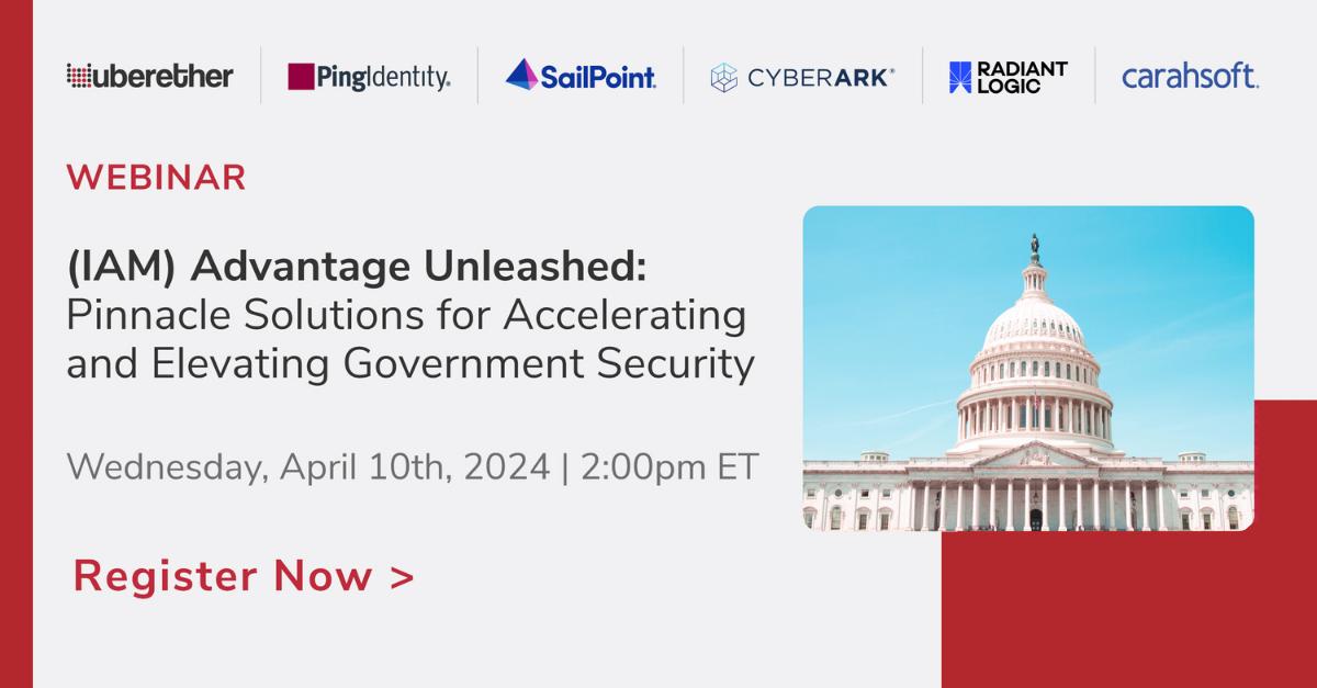 Excited for this upcoming webinar produced by #PingPartner Carahsoft! Join us on April 10th as #PingIdentity teams up with UberEther, CyberArk, Radiant Logic, and SailPoint to explore Zero Trust and ICAM principles. Register now! ow.ly/b1GL30sBbcw