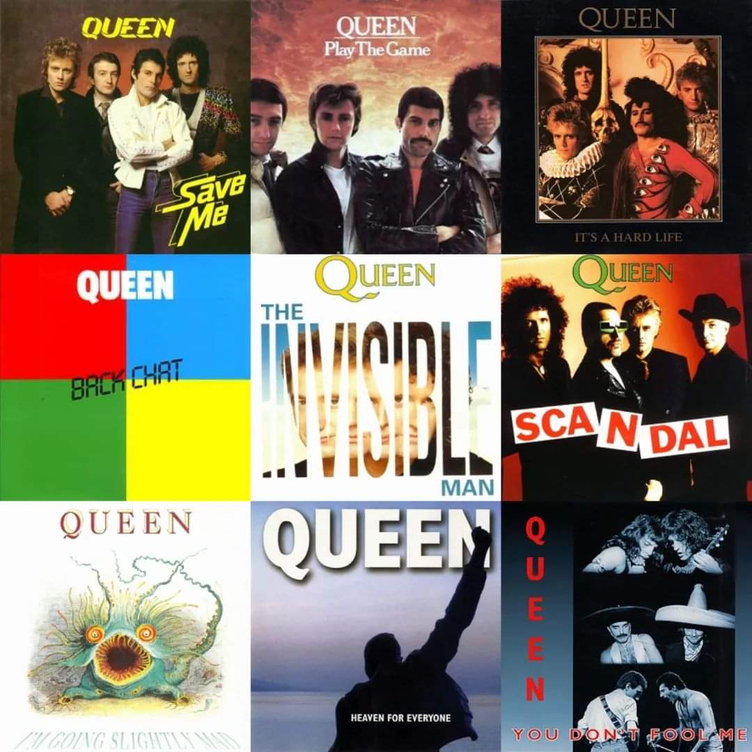 Nine underrated #Queen singles. 🎶👑

#SaveMe
#PlayTheGame
#BackChat
#ItsAHardLife
#TheInvisibleMan
#Scandal
#ImGoingSlightlyMad
#HeavenForEveryone
#YouDontFoolMe