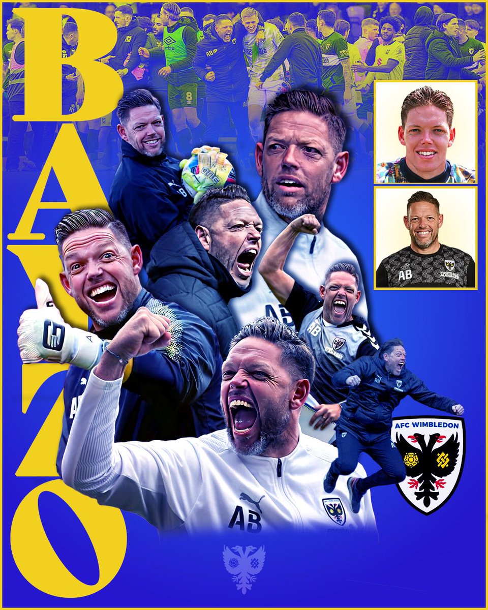 🎶 “He’s one of the dons! He’s one of the dons! Ashley Bayzo! He’s one of the dons!” 🔵🟡

Cheers for everyone’s suggestions for the upcoming design, with the majority paying gratitude to our decade serving GK coach! 

#afcw #afcwimbledon #thedons #wombles #ploughlane #coyd