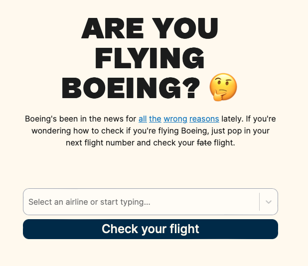 When you've lost control of your brand story...

amiflyingonaboeing.com