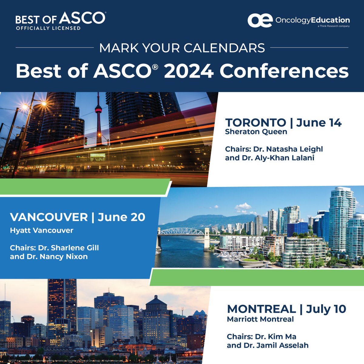 🗣️We’re pleased to announce the dates and locations of our Best of #ASCO summer conferences. Join us for an in-depth summary of the most significant advances and clinically relevant abstracts presented at the 2024 ASCO Annual Meeting. ow.ly/6m9t50R4vG4 #MedOnc #OncEd