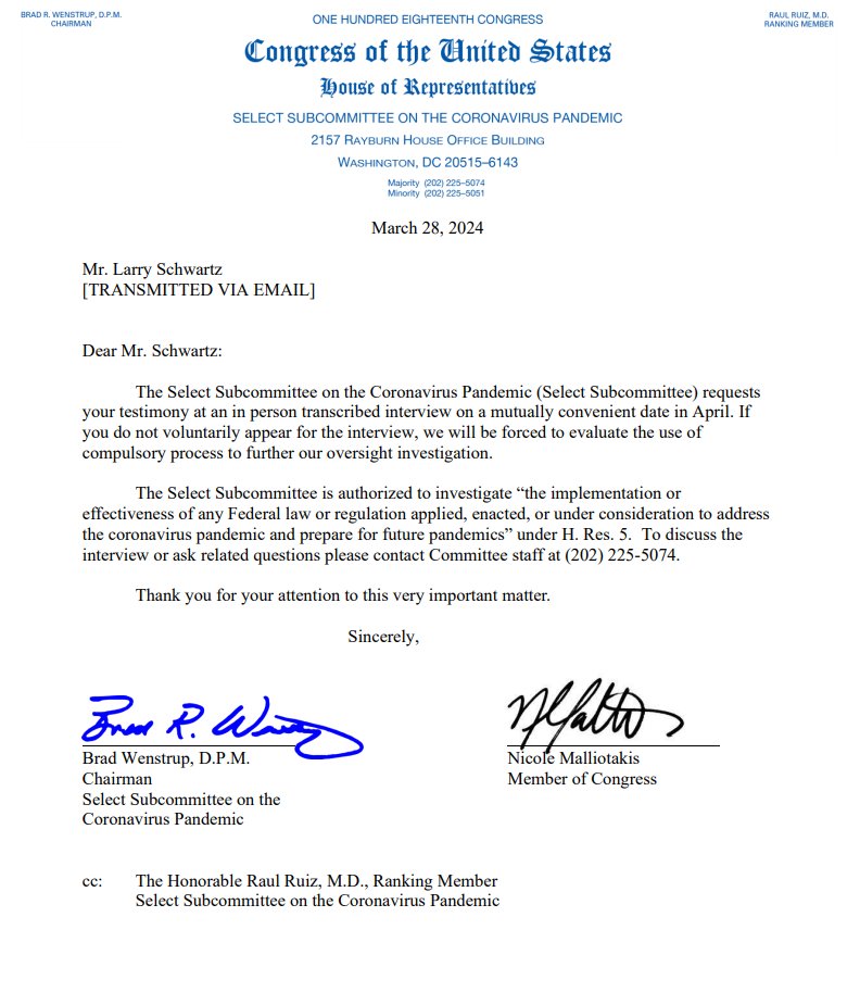 🚨Nursing Home Investigation Update🚨 Based on new evidence, we are adding TWO transcribed interview requests for Cuomo officials involved in NY's deadly COVID-19 'must-admit' nursing home order. ▪️ @RichAzzopardi: Communications Director ▪️ Larry Schwartz: COVID Vaccine Czar