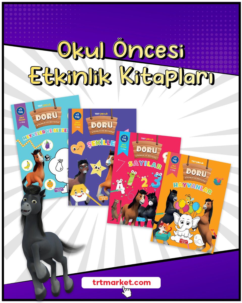 Okul öncesi çocuklar için birbirinden güzel etkinlik kitapları TRT Market’te. Çocukların gelişimine katkı sağlayan Doru Etkinlik ve Boyama Kitapları’na ulaşmak için📚📕👇🏻 📍trtmarket.com TRT’de sevdiğin ne varsa…