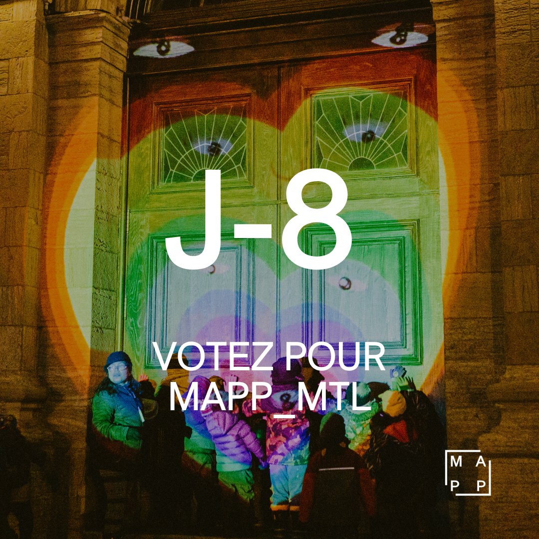 🕒 J-8 pour voter pour MAPP pour le prix du public du Grand Prix @ConseilArtsMtl De plus en votant pour nous, vous courez la chance de remporter 500$ pour profiter de l'offre culturelle des 725 organismes artistiques montréalais soutenus par le Conseil 👉grandprixvote.artsmontreal.org