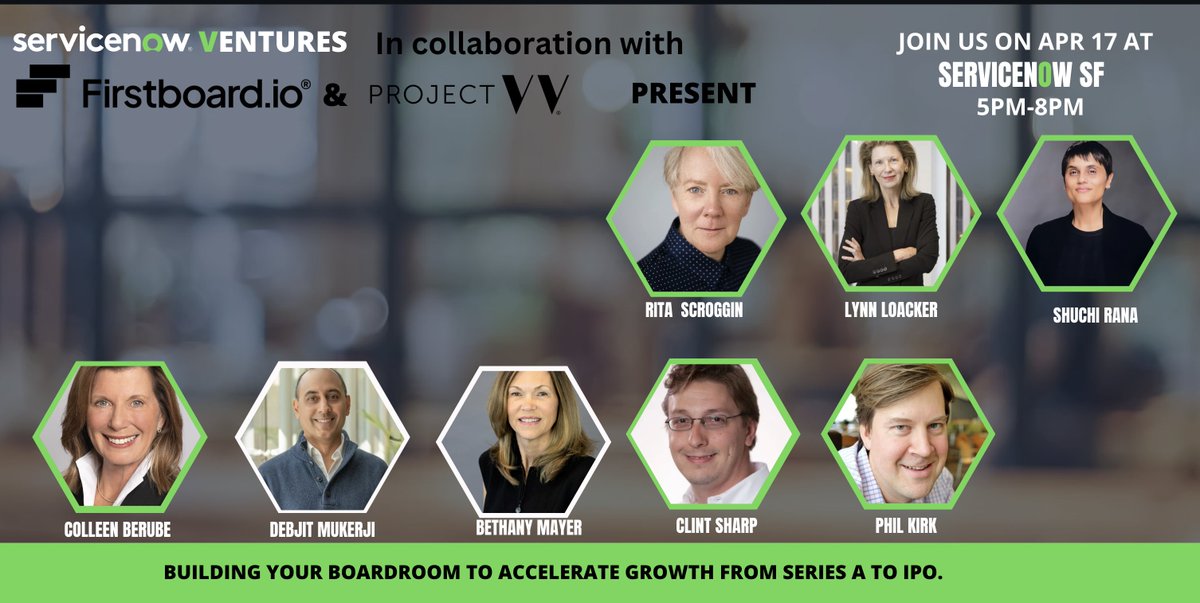 Will be a great evening of conversations with @servicenow #ventures @FirstboardI, #projectW, @cribl_, @ngpcapital and others! firstboard.io/events/buildin…