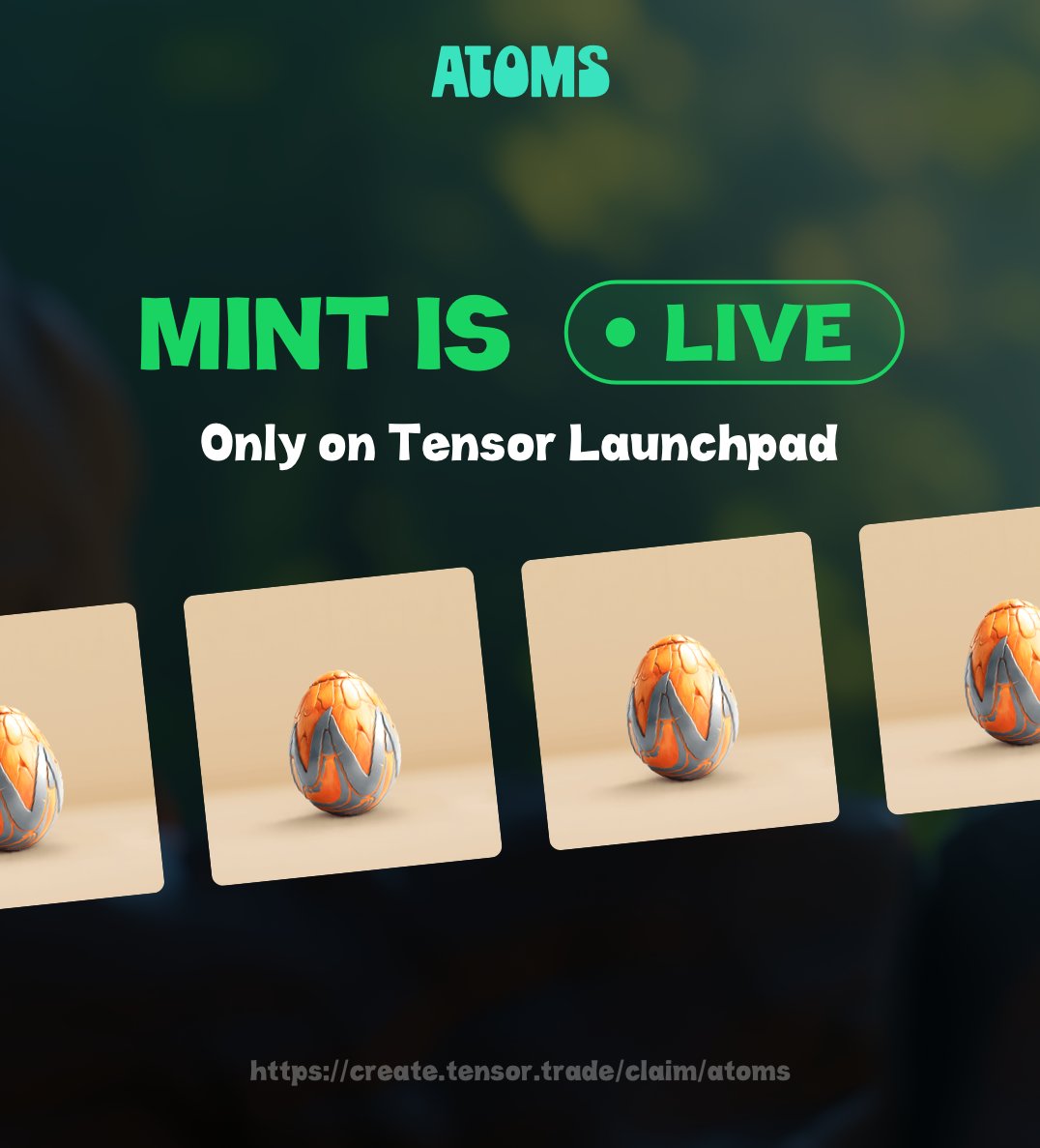 Mint is live. Only on @tensor_hq 🐉 create.tensor.trade/claim/atoms