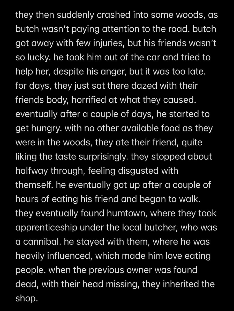 whoRetwtbutcher's tweet photo. butch’s backstory [for the third time lmao hopefully last edit] https://t.co/hAre1cAvUh