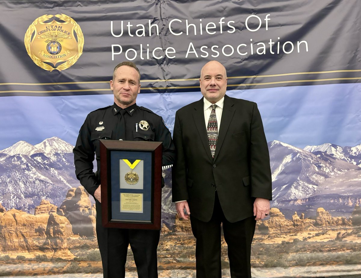 IACP is proud to announce IACP President Carpenter was awarded the President’s Award at the Utah Chiefs of Police Association's annual conference in St. George, UT, on Tuesday. President Carpenter was joined at the conference by Park City Police Department Captain Darwin Little.