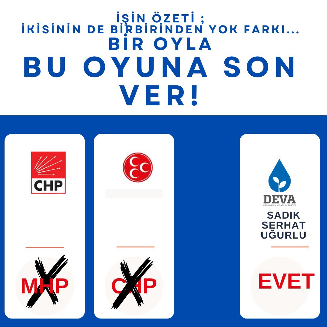 polatliyadeva's tweet photo. BİR OY BU OYUNU BOZAR;

Polatlı'mızın kayıp 10 yılının faili,Polatlı'yı 10 yıldır yöneten kişi bugün farklı partiden aday ,onun yerine gelen ise aynı zihniyetin temsilcisi, dolayısıyla ikisinin de birbirinden yok bir farkı.
Oy ver, bu oyunu boz..
@alibabacan 
@ssugurlu https://t.co/zwsewsmBOY