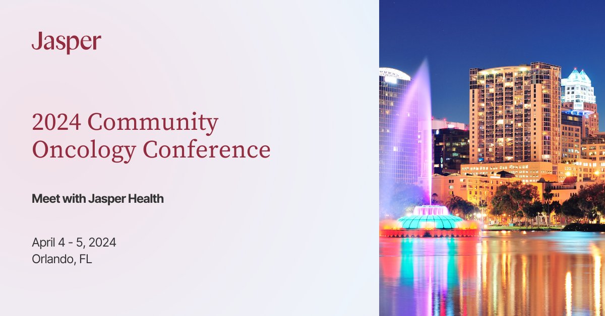 Are you headed to Orlando next week for the 2024 Community Oncology Alliance Conference? Jasper Health's VP, Pete Manning, will be onsite and would love share about Jasper's work and impact! 🗓 Book some time with Pete here: hubs.la/Q02r5MxD0 #COA2024