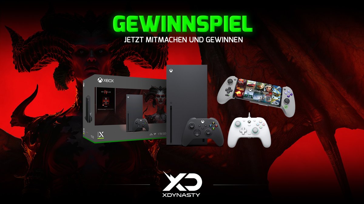 #Gewinnspiel - Gewinnt eine #XboxSeriesX + #DiabloIV und weiteren Preisen von #GameSir!

1.) Folgt <a href="/xboxdynasty/">XboxDynasty</a> auf Twitter☑️
2.) Like &amp; RT diesen Tweet💙🔁
3.) Antwortet und @-markiert eine(n) Freund(in)👀

⚠️ Weitere Gewinnchancen + Teilnahmebedingungen: xboxdynasty.de/news/xboxdynas…