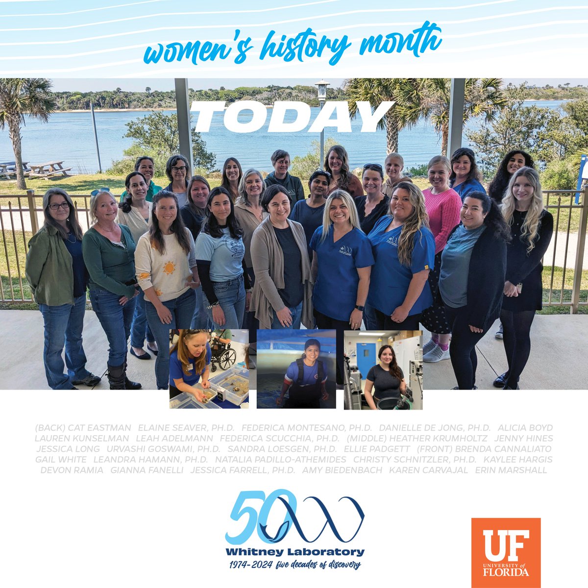 Groundbreaking science stems from the roots of previous research. This #WomensHistoryMonth, we’ve shared highlights through 50 years of the Whitney Lab. For our final post, we wanted to celebrate the #WomenInScience making history today. Learn more 👉 whitney.ufl.edu