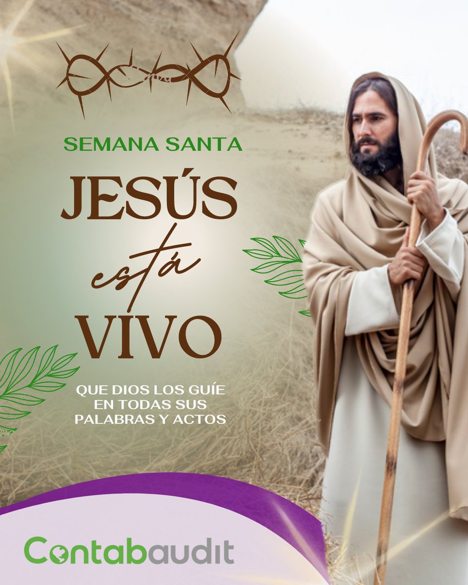 ContabauditPeru's tweet photo. Hola familia Contabaudit🤗💚
“Semana Santa es una semana muy especial porque recordamos la pasión y resurrección de Jesús”. Por ello detengámonos a reflexionar sobre qué podemos hacer para mejorar como personas y contribuir a un mundo más justo y pacífico. https://t.co/GCPExlSMuG