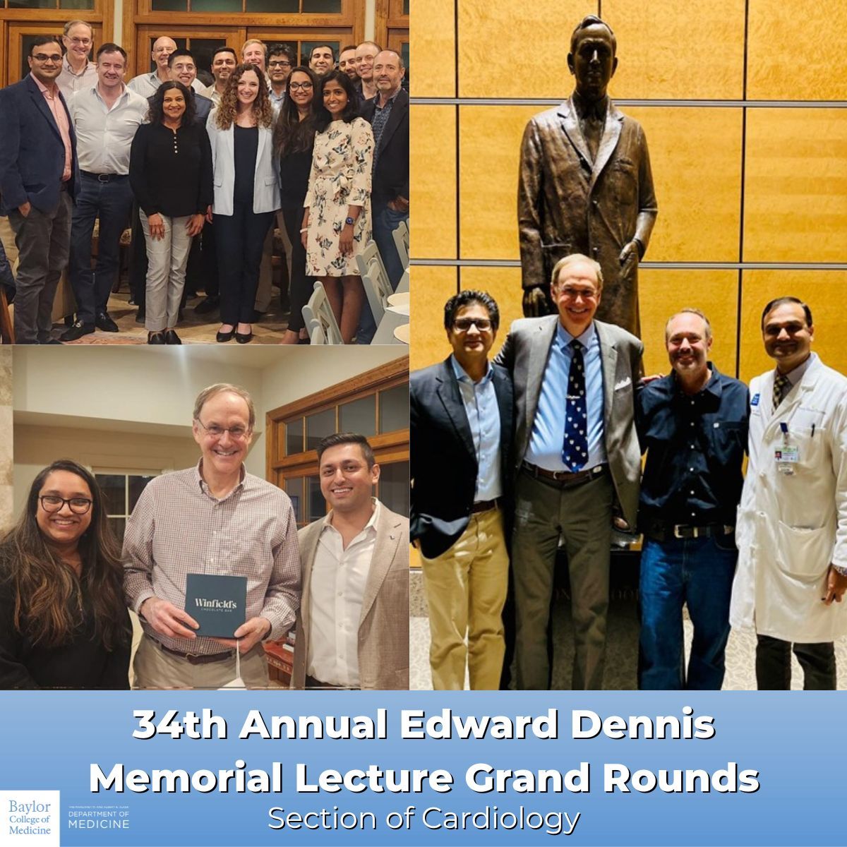The Section of Cardiology hosted Dr. Roger Blumenthal for the 34th Annual Edward Dennis Memorial Lecture Grand Rounds. Dr. Blumenthal presented to a capacity audience and was welcomed into Dr. Christie Ballantyne's home for Journal Club with BCM Cardiology fellows and faculty. 📖