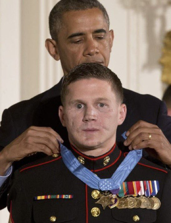 Kyle Carpenter before and after saving his friend while they were deployed in Afghanistan. [Check replies]