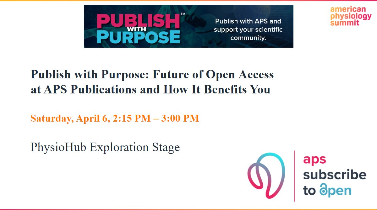 ✅ Mark your calendars for our #PublishWithPurpose session at #APS2024! Join us for an insightful discussion on the future of #OpenAccess with @APSPublications and discover how it benefits you. ow.ly/1oxN50R4a0G #AJPRenal #WeArePhysiology