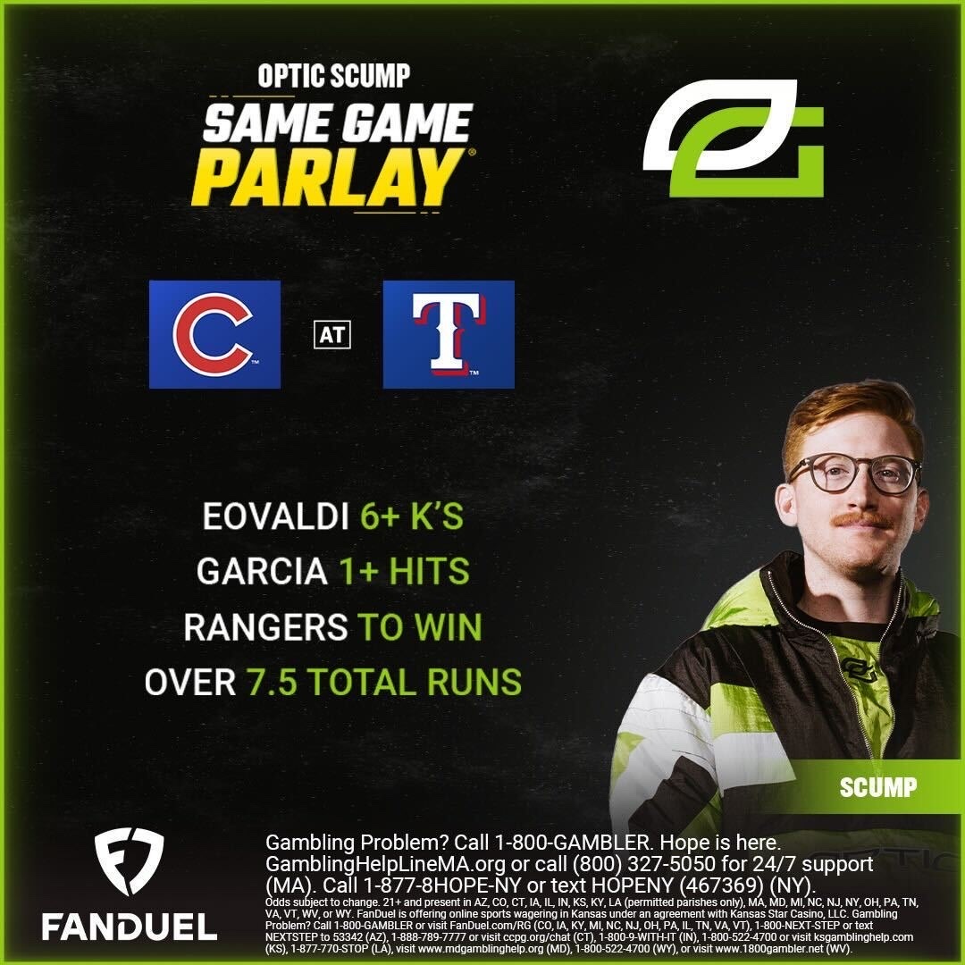 You already KNOW the @rangers are running it back this year ⚾️🏆 What we thinkin' here? @FDSportsbook | FanDuel.com/OpTic
