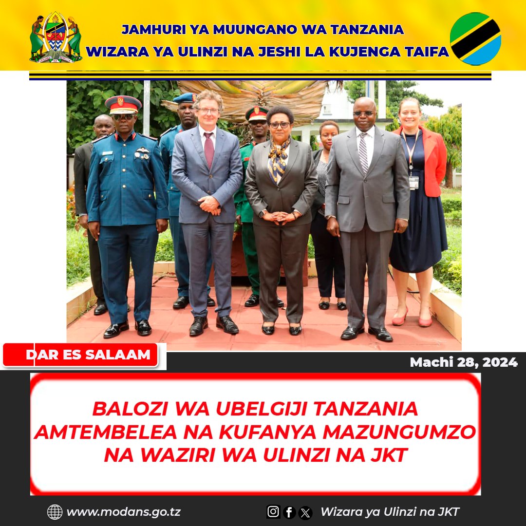 Balozi wa Ubelgiji Tanzania Amtembelea na Kufanya Mazungumzo na Waziri wa Ulinzi na JKT @DrTaxs
