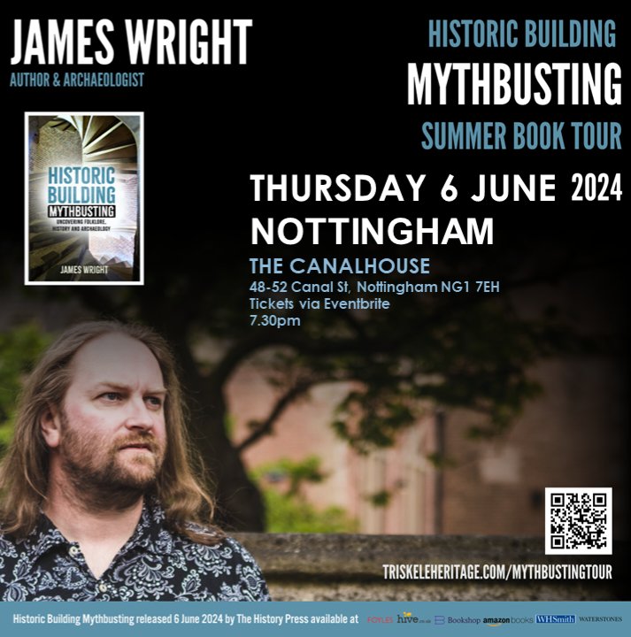 Our committee member, Dr James Wright, will be launching his new book - Historic Building Mythbusting - at the Canalhouse in Nottingham on 6 June. We're reliably informed that there are only 25% of tickets remaining! You can find out more here:
eventbrite.co.uk/e/historic-bui…