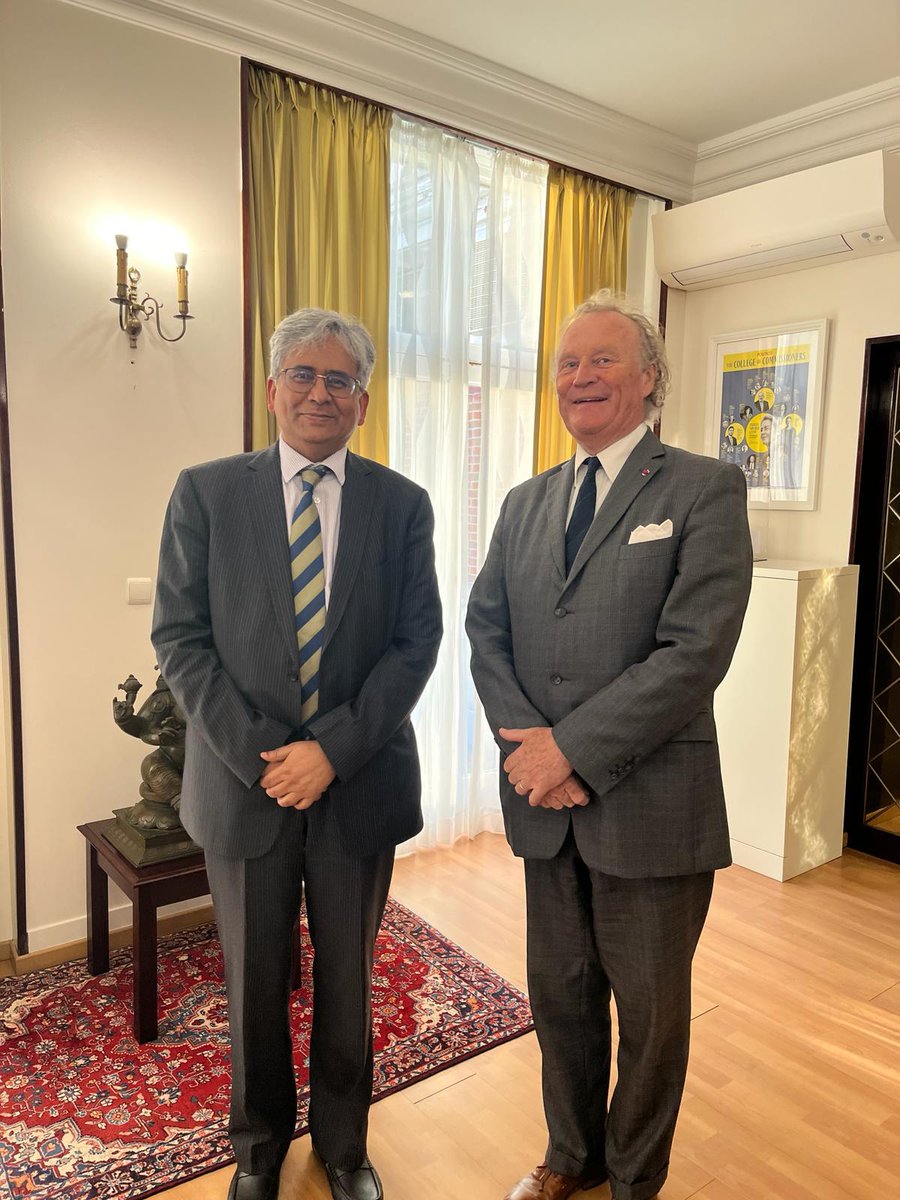 Amb @AmbSaurabhKumar met Belgo-Indian Chamber of Commerce&Industry (BICC&I) Chairperson Baron Philippe Vlerick. Both discussed ways to further strengthen India-Belgian trade and commercial ties including in areas of new and clean technologies. @IndianDiplomacy @DoC_GoI