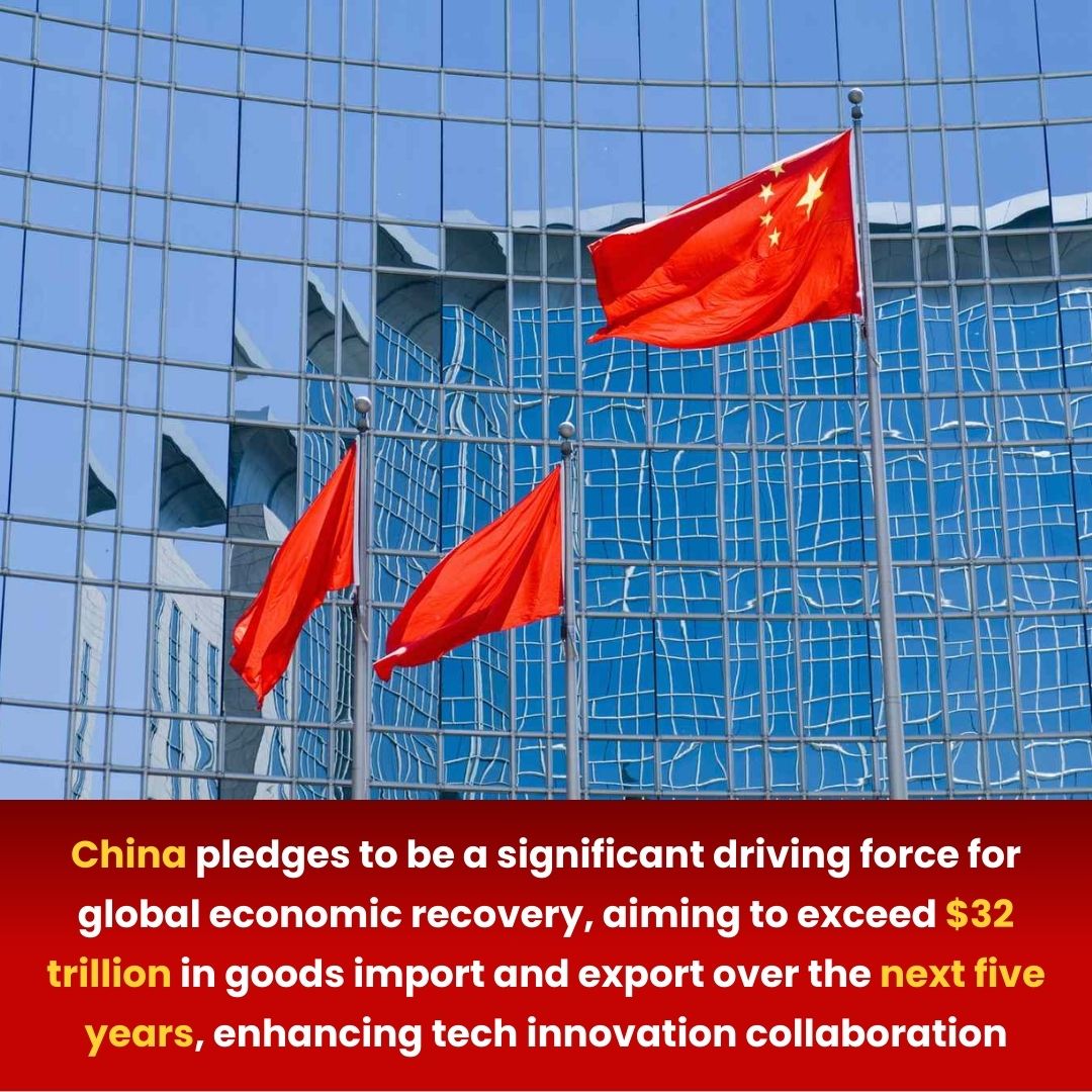 China's commitment to driving global economic recovery shines as it pledges an expansive trade and tech collaboration, projecting over $32 trillion in trade over five years. 

Read More at newsfinancetoday.com

#ChinaEconomy #GlobalTrade #TechnologyCollaboration #Innovation