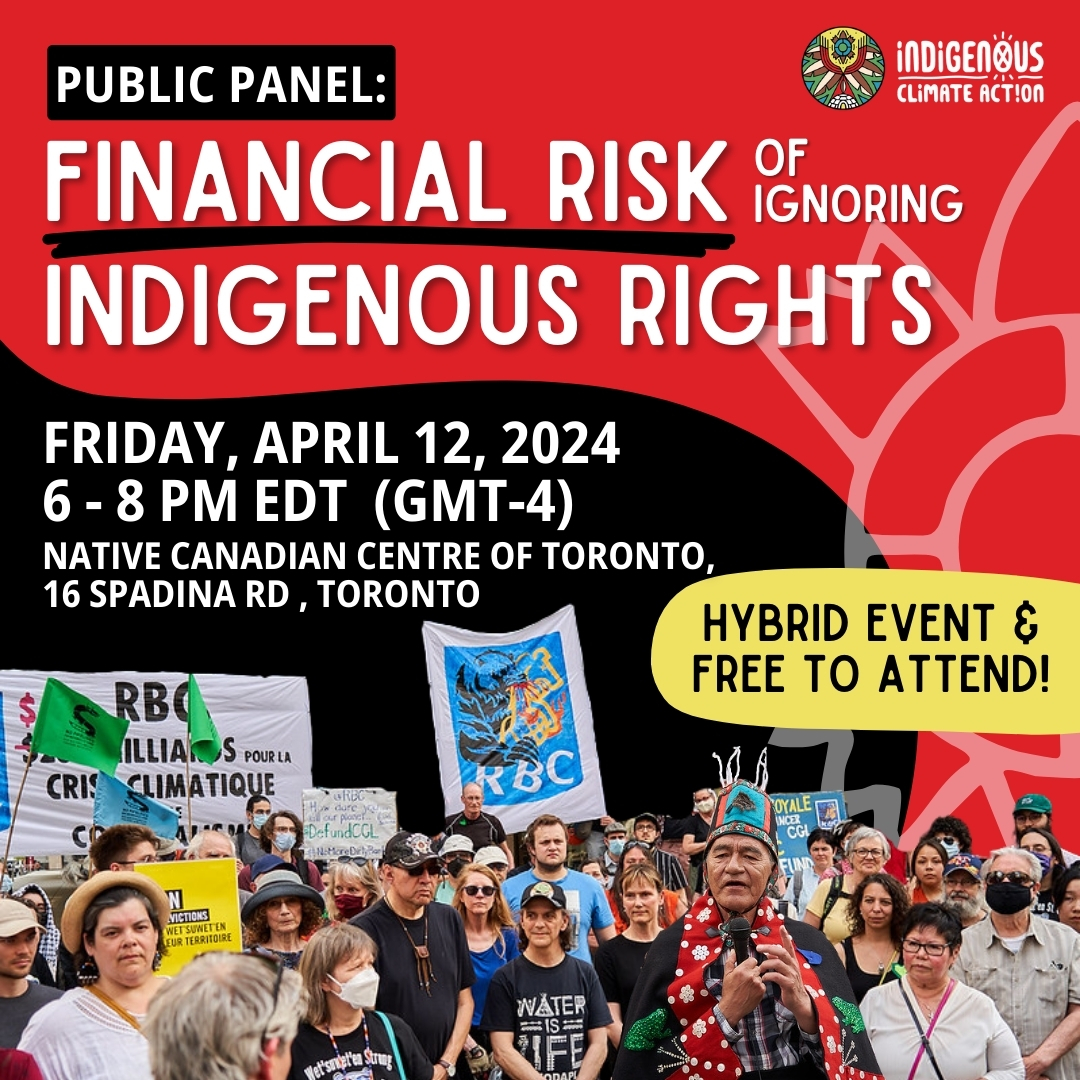 Join us April 12, 6-8 PM (EDT) for a hybrid panel: The Financial Risk of Ignoring Indigenous Rights, featuring Black and Indigenous delegates following their participation in RBC’s AGM! Register: t.ly/TUaz2
#RBCIsKillingMe #NoMoreDirtyBanks #IndigenousDivestment