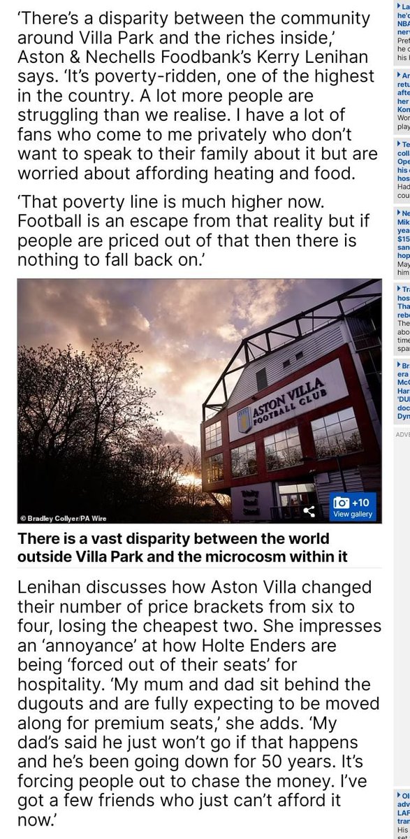 Tickets prices continually rising, concessions scrapped, bans if you miss games. Madness across the league ➡️ archive.is/2024.03.28-173… #StopExploitingLoyalty #avfc cheers for covering @Jack_Gaughan