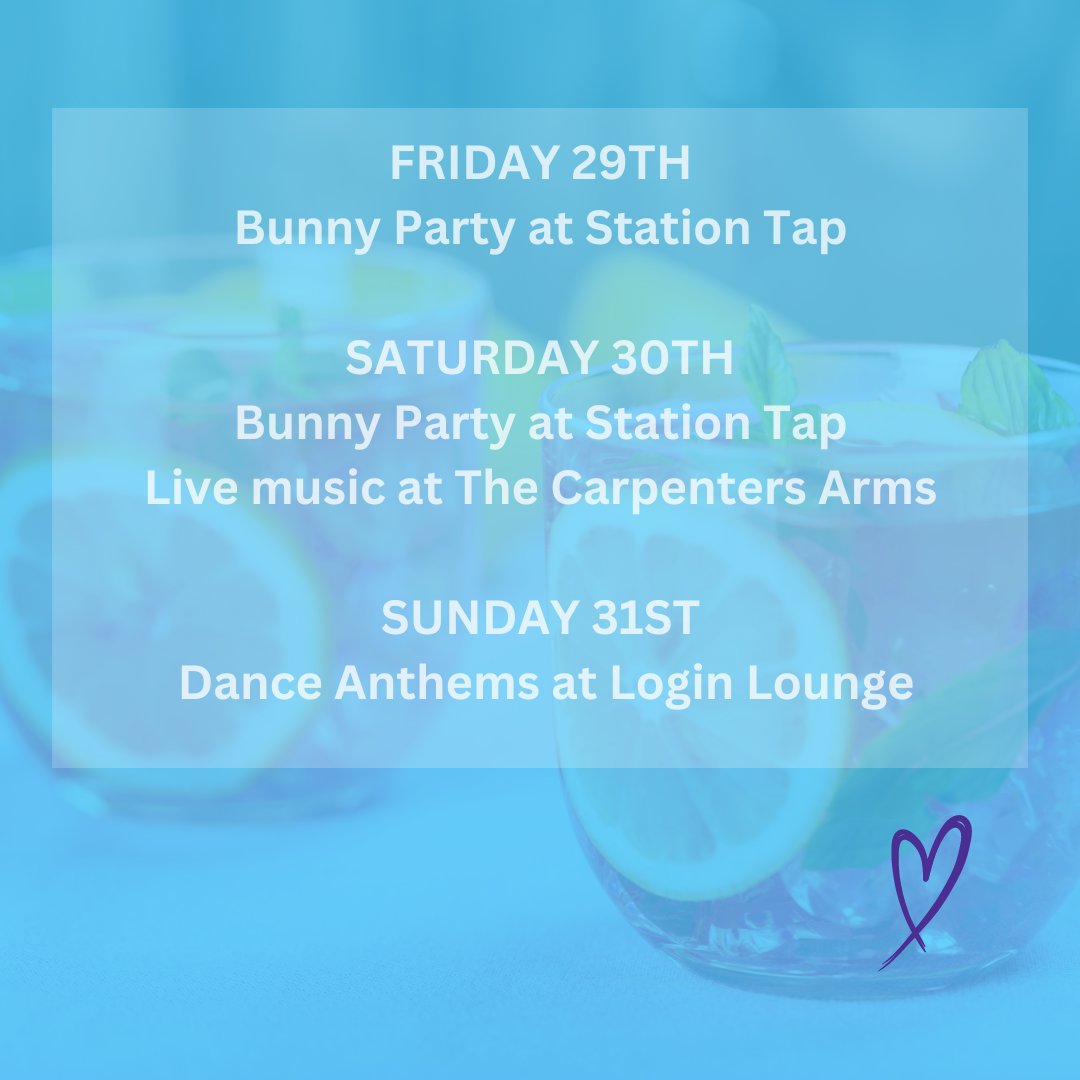 Make the Most of the Long Weekend in Camberley! 🎉 🐰 Bunny Party at Station Tap @station.camb 🎤Live music at The Carpenters Arms @carpscamberley 🪩 Dance Anthems at Login Lounge @loginlounge Whatever you decide to do, have a great Easter weekend! #LoveCamberley