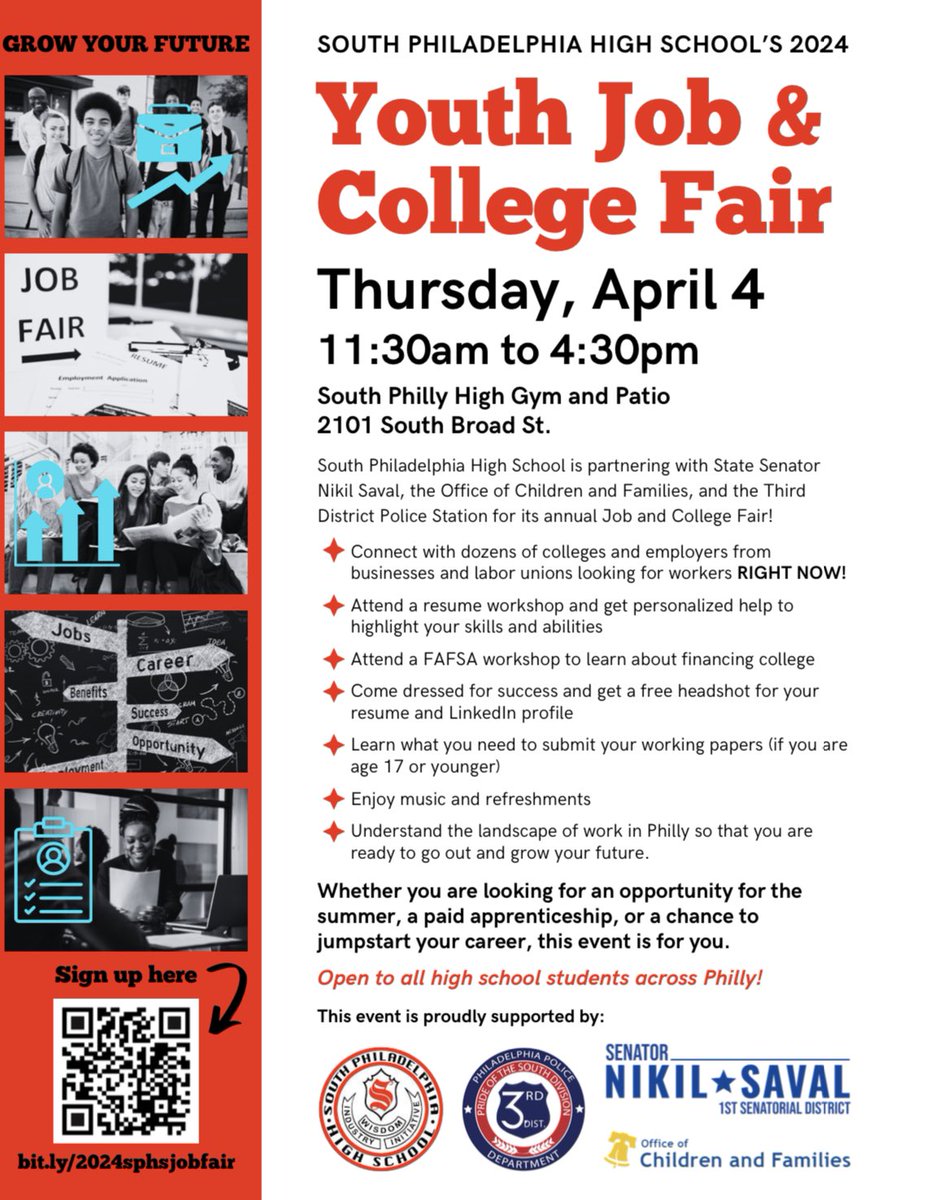 South Philadelphia High School Job Fair Thursday, April 4th 11:30AM-4:30PM