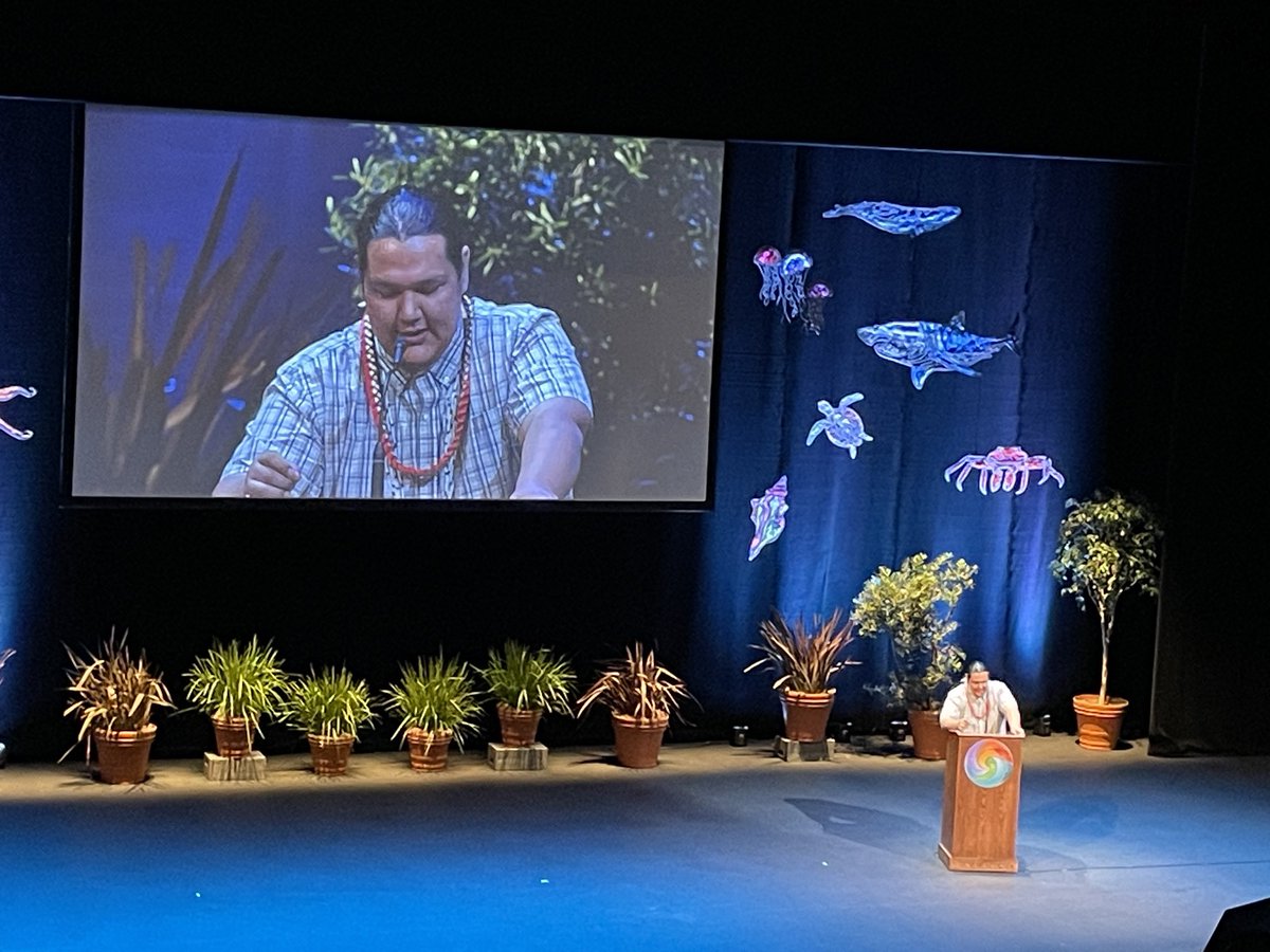 #Bioneers2024 Sammy Gensaw III a leader from the Yurok tribe inspiring us  to fight for the rights of rivers, lands, and nature! Let the rivers run free!