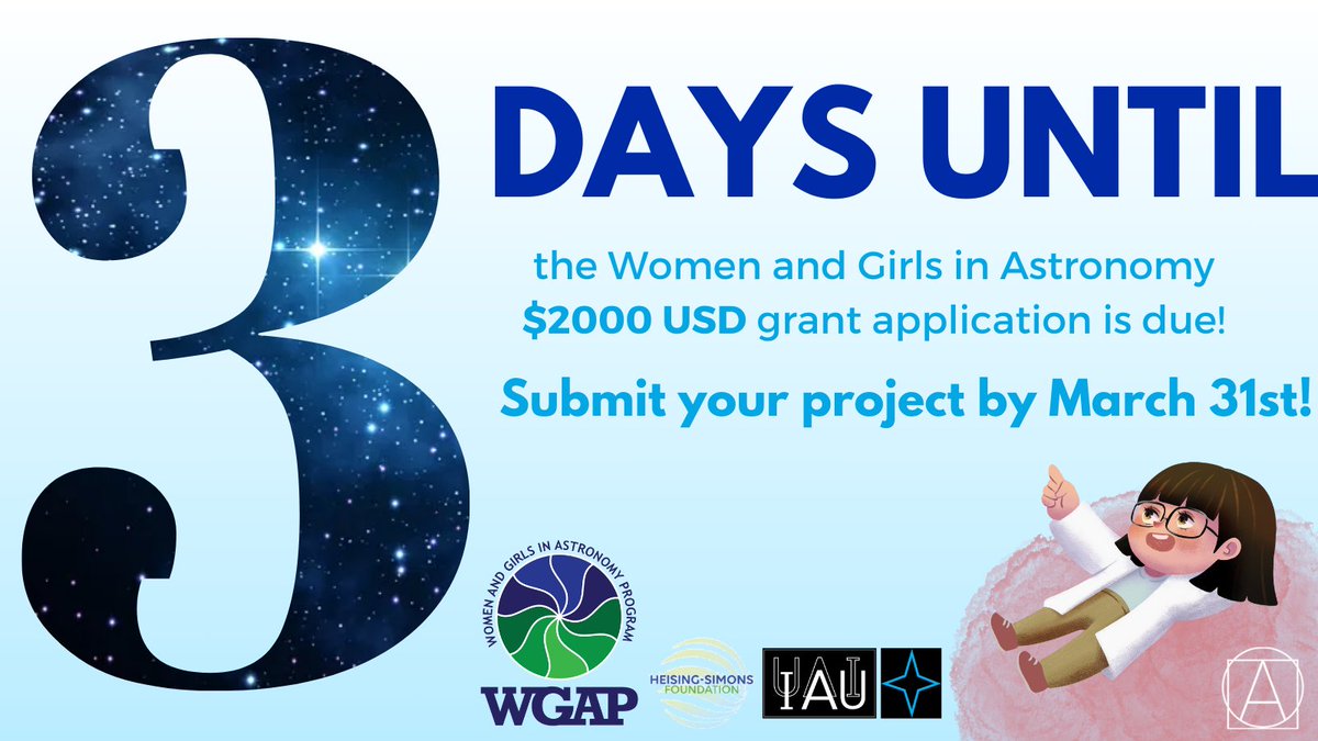 Little Astronomer Jane of Ad Astra Media (@DrMorey1) is on cloud nine! Applications are due in 3 days and we can't wait to read all about your amazing projects for the Women and Girls in Astronomy $2000 USD #Grants✨#WGAP2024 #Astro Visit naroad.astro4dev.org to access the app