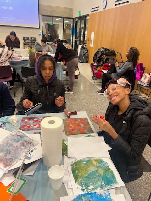 Check out these awesome pictures of our Teen Empowerment Boston youth at a recent art event! On Monday, March 25th, Teen Empowerment Boston went to an art making event with artist Ekua Holmes (and other artist friends). This event was hosted by the Family Van.
