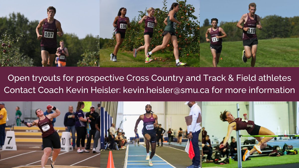 Calling any current or incoming Saint Mary's students who love to run, jump and throw! Huskies Cross Country and Track & Field are looking for prospective recruits for the 2024-25 season! For more information email head coach Kevin Heisler at kevin.heisler@smu.ca